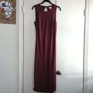 H&M Sleeveless Burgundy Midi Dress w/ Open Back